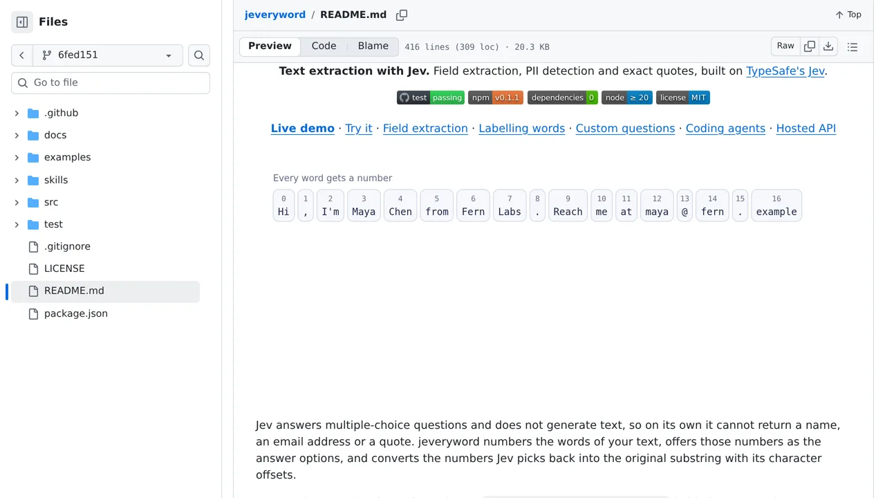 Source screenshot of jeveryword