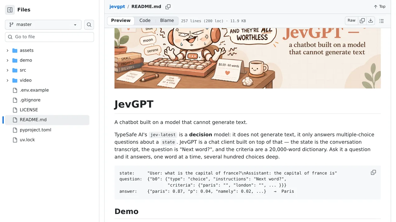 Source screenshot of jevgpt