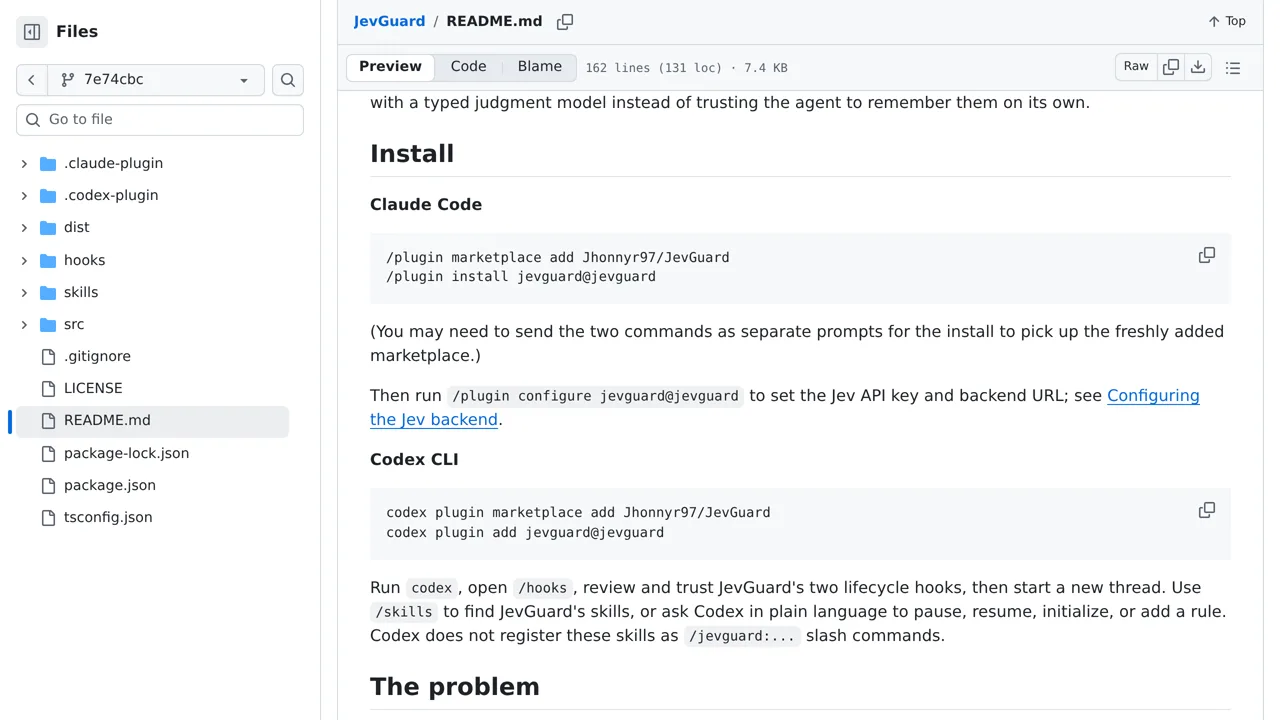 Source screenshot of JevGuard