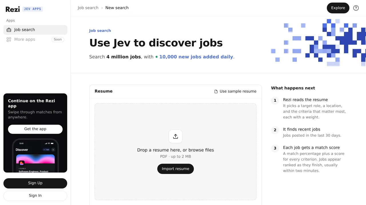 Source screenshot of Jev Jobs