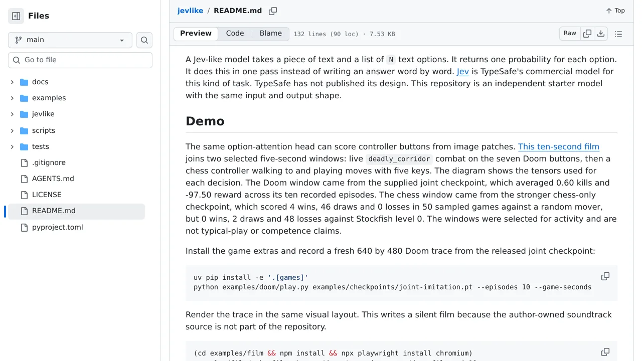 Source screenshot of jevlike