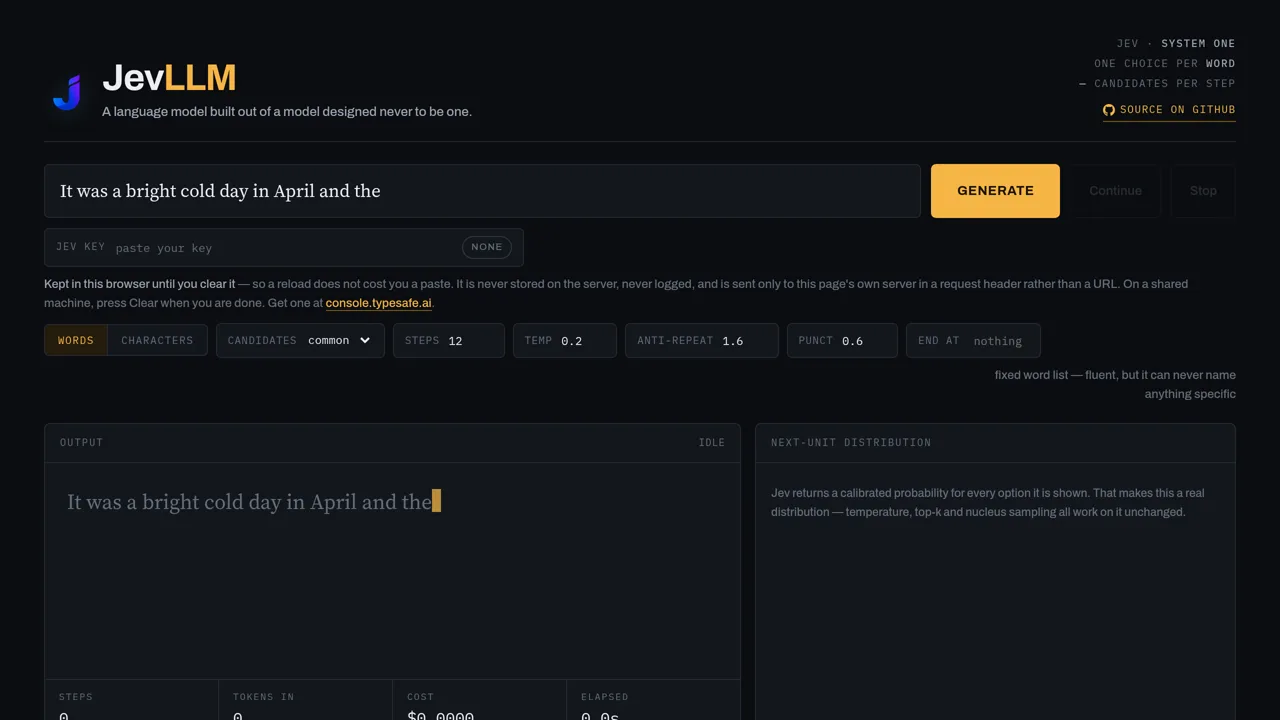 Source screenshot of JevLLM