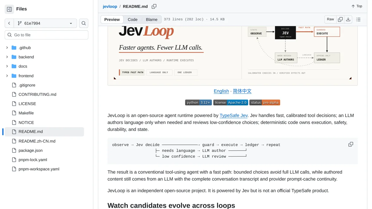 Source screenshot of JevLoop