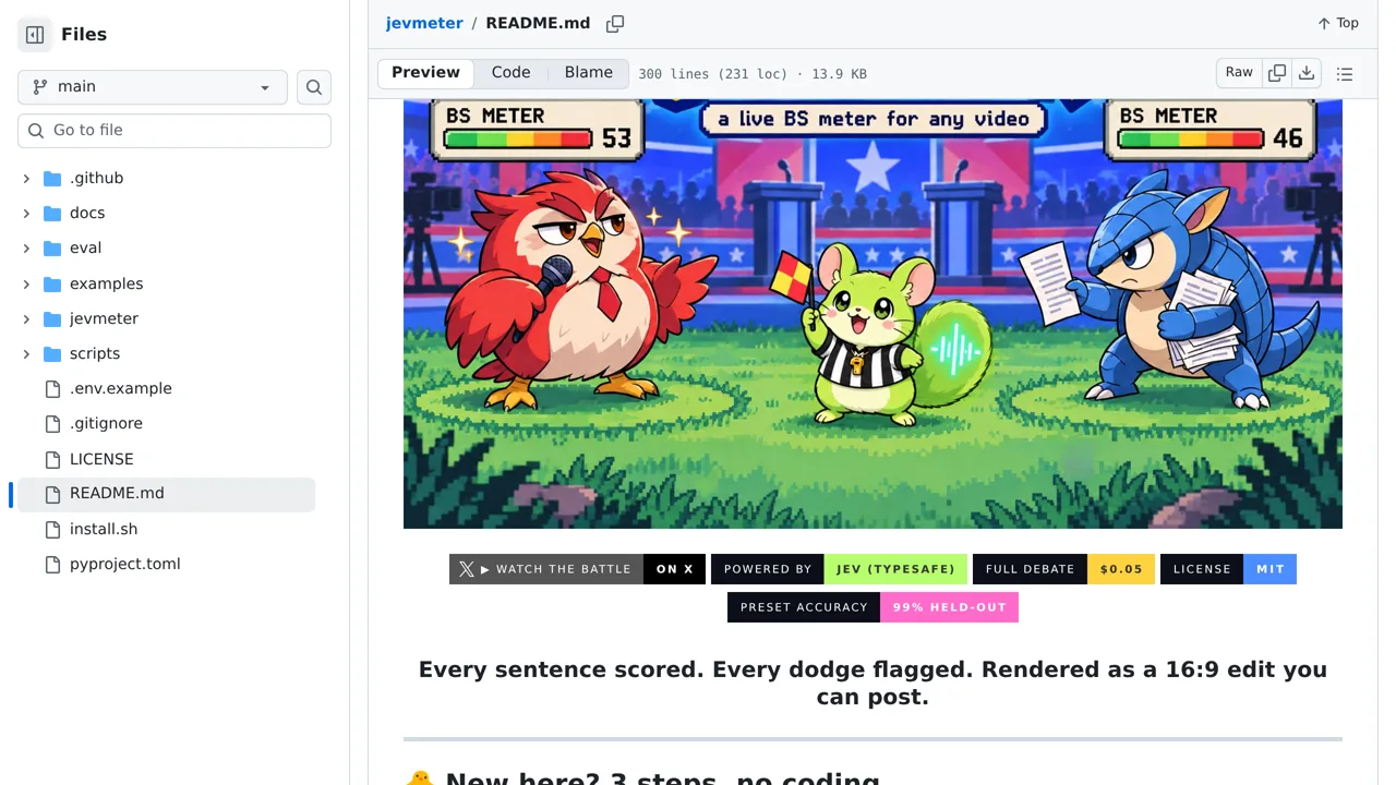 Source screenshot of jevmeter