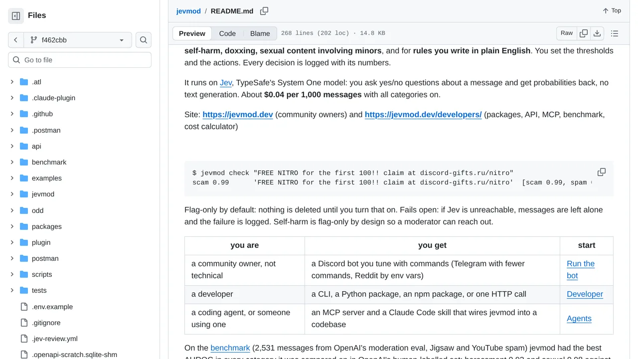 Source screenshot of jevmod