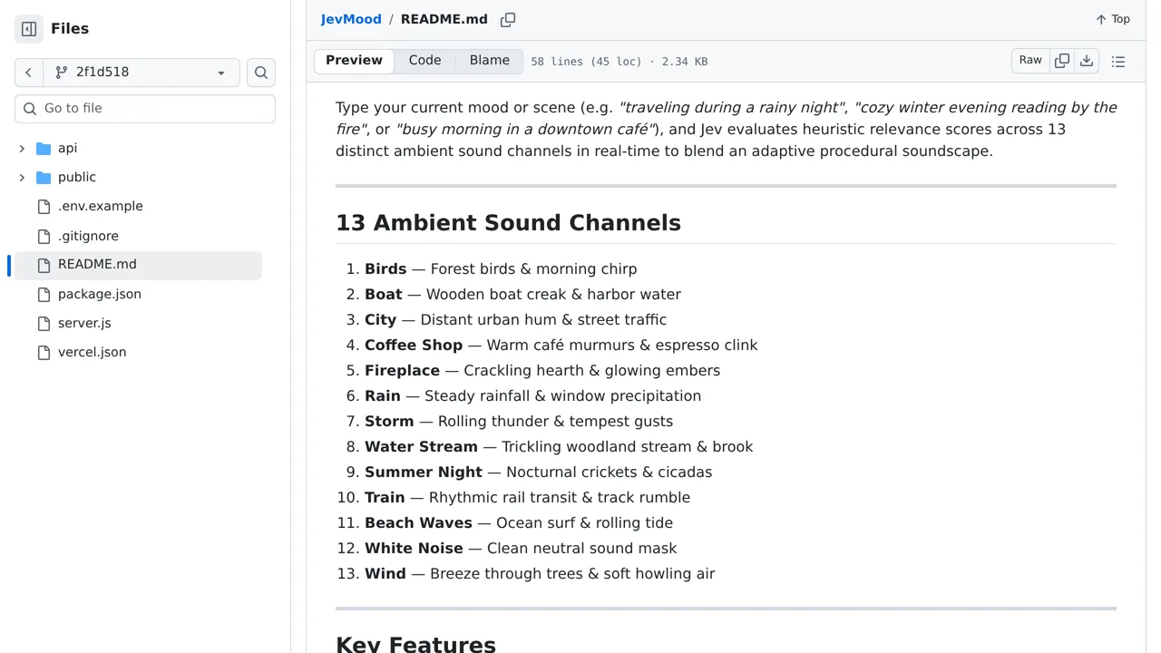 Source screenshot of JEV · Mood (jev-mood)