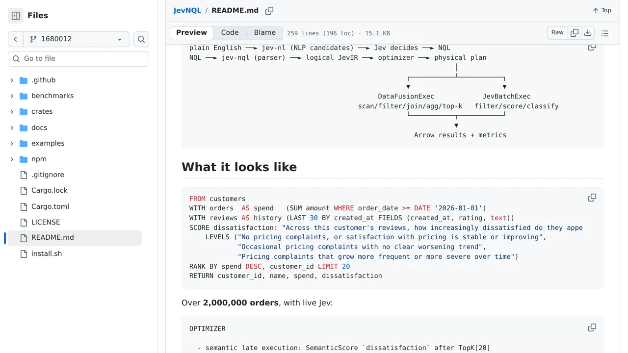 Source screenshot of JevNQL