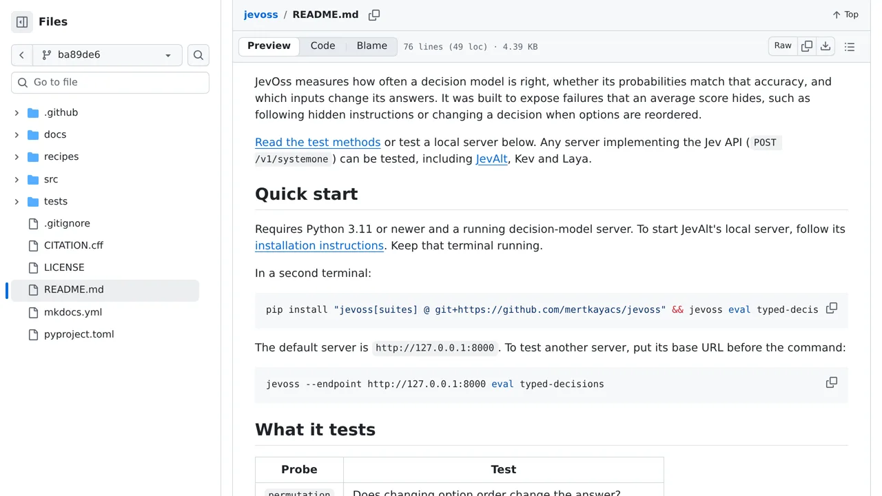 Source screenshot of JevOss