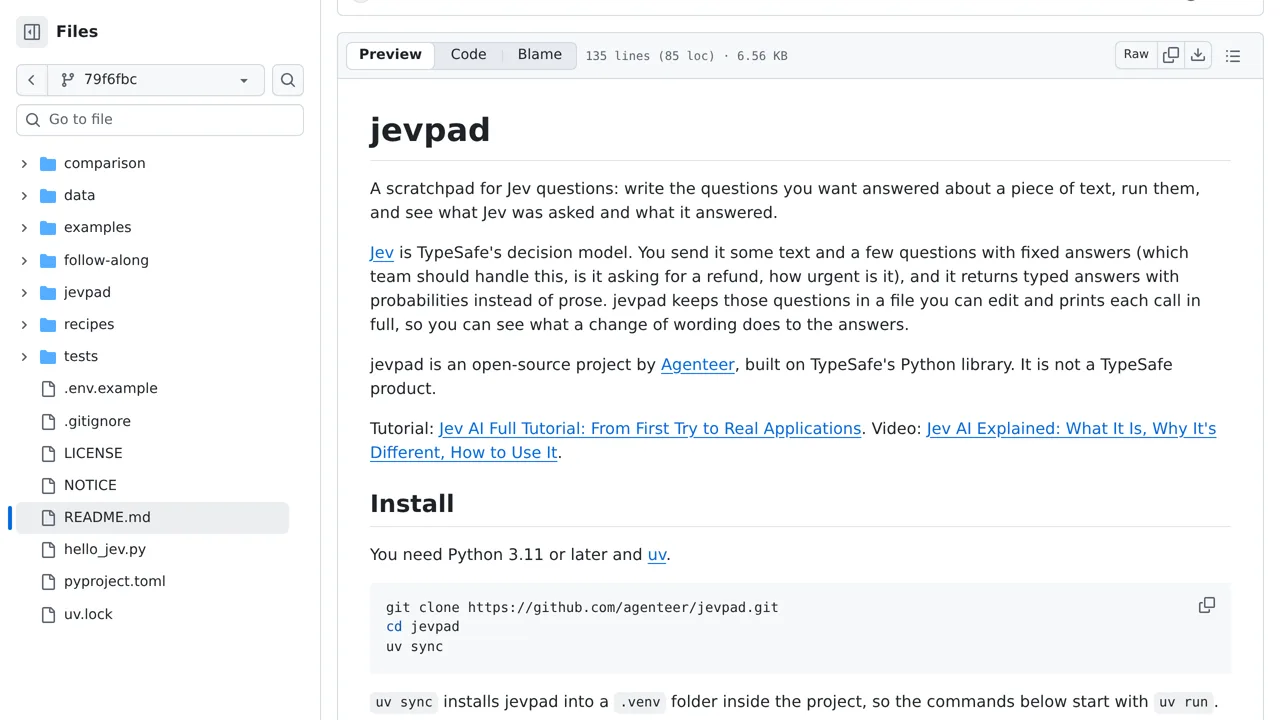 Source screenshot of jevpad