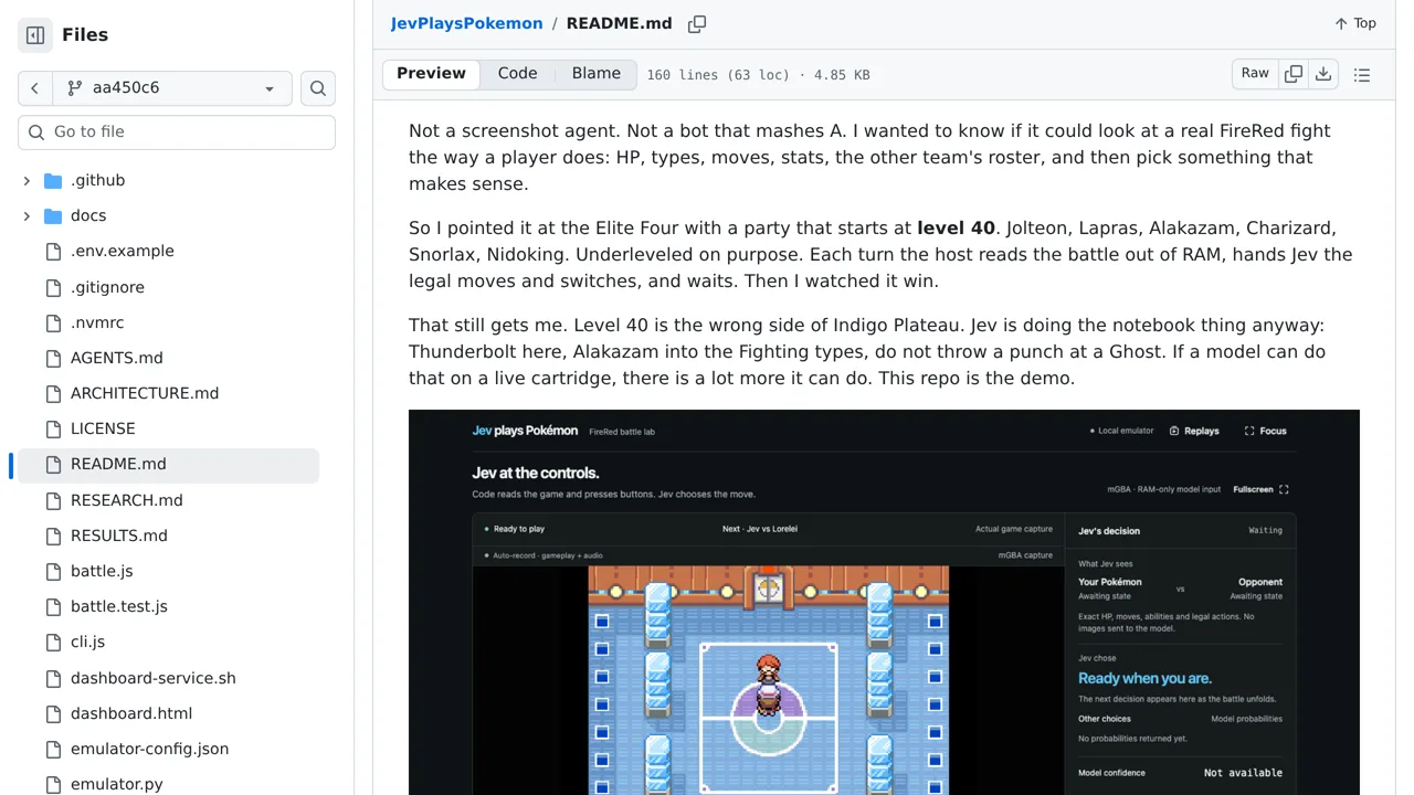 Source screenshot of Jev plays Pokémon