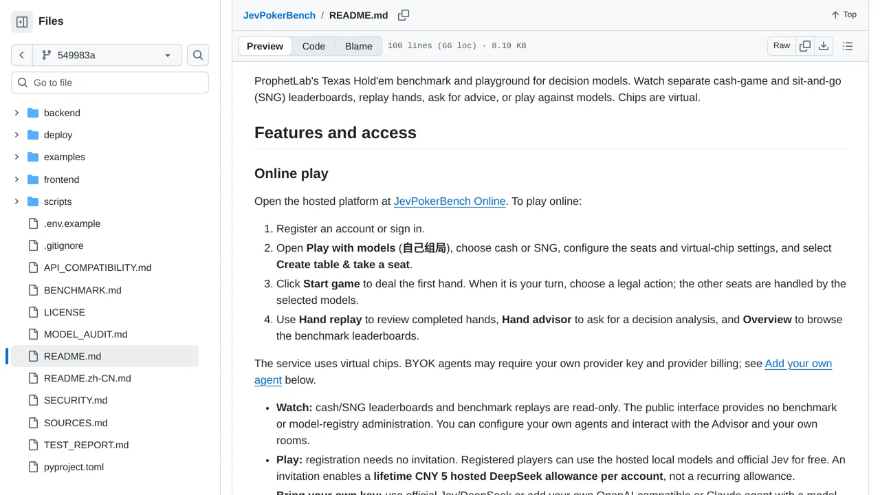 Source screenshot of JevPokerBench