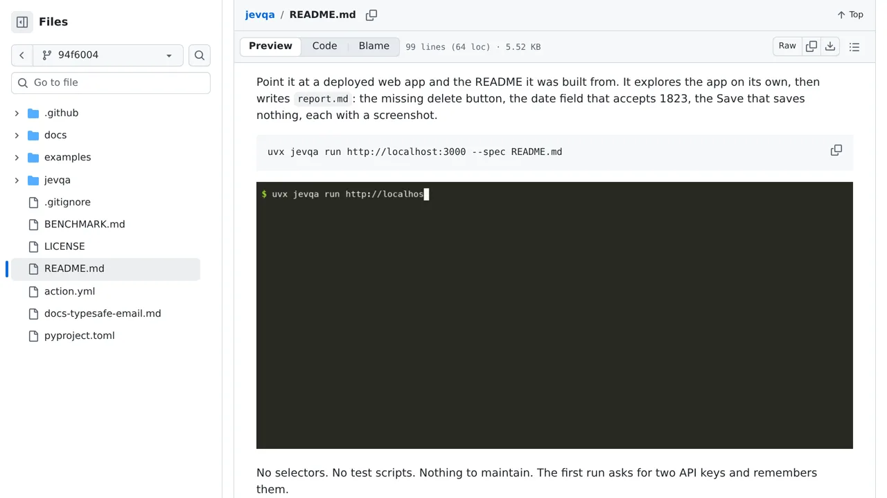 Source screenshot of jevqa