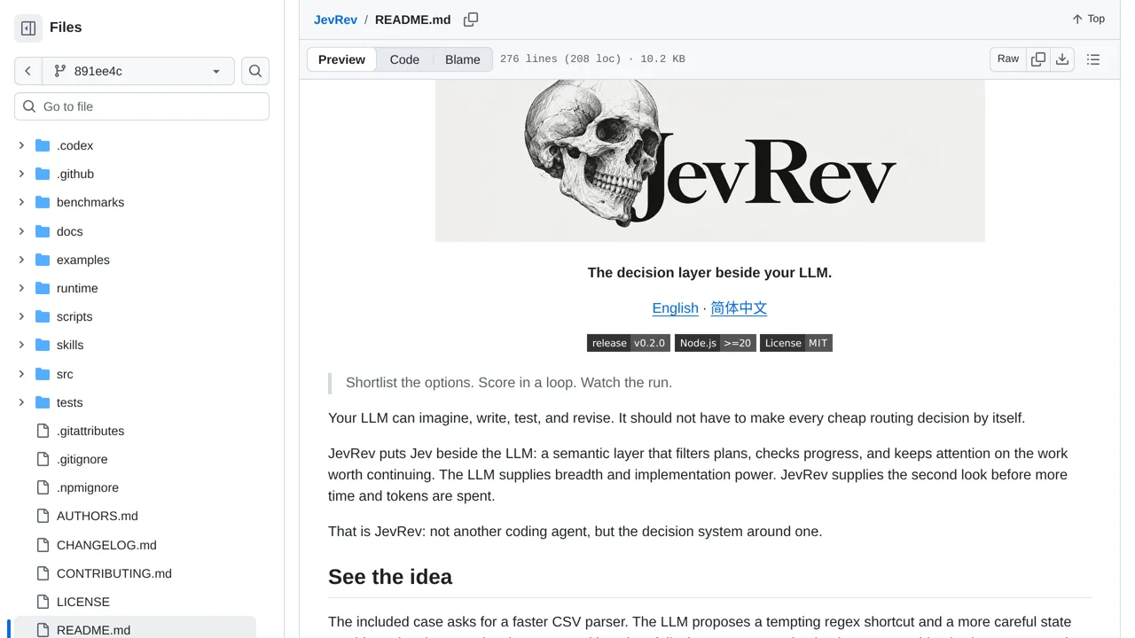 Source screenshot of JevRev