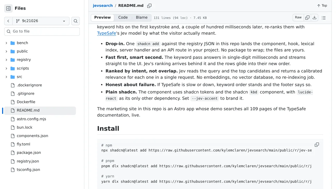 Source screenshot of jevsearch