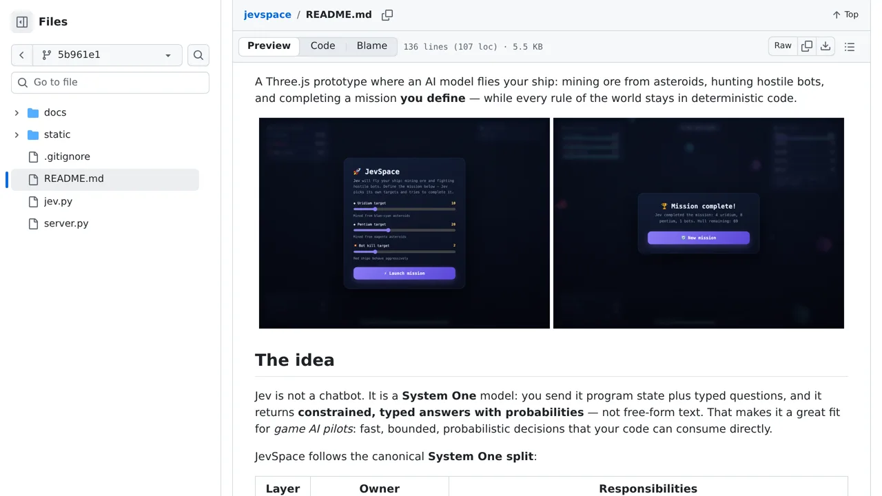 Source screenshot of JevSpace