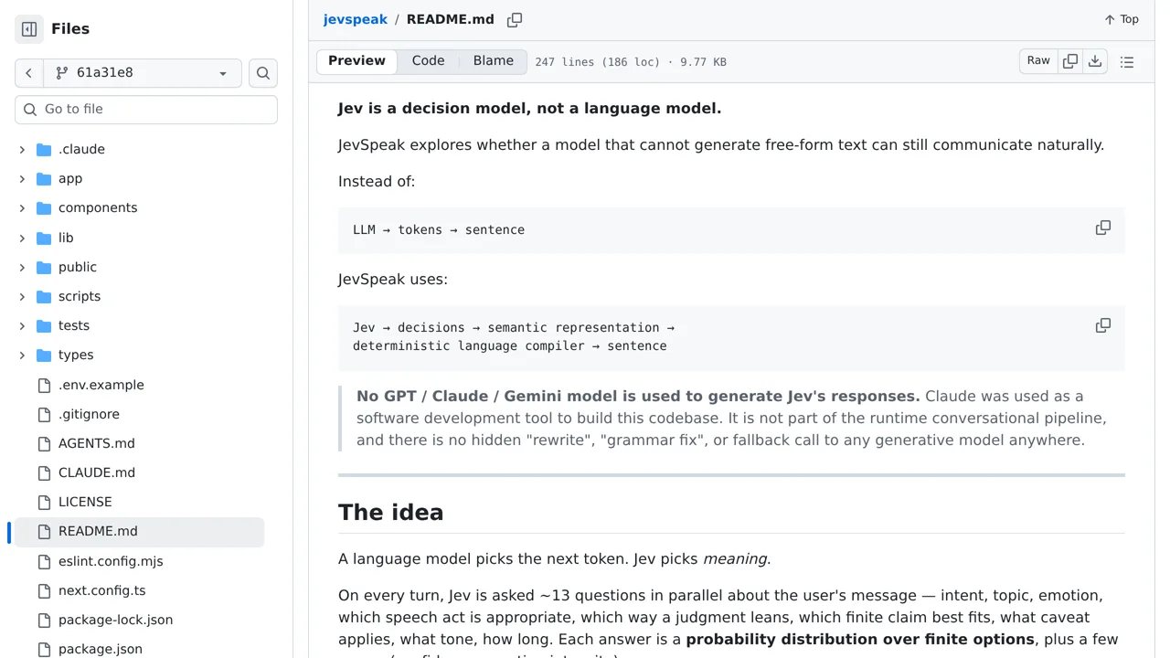Source screenshot of JevSpeak
