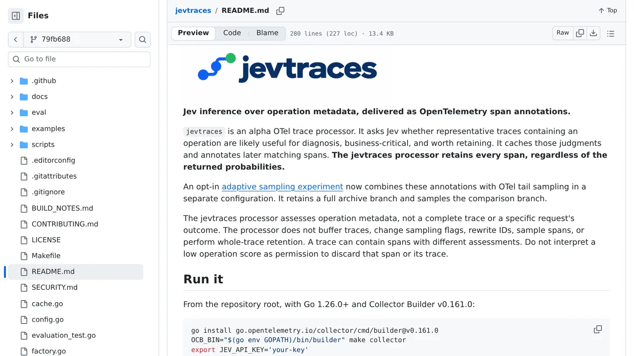 Source screenshot of jevtraces