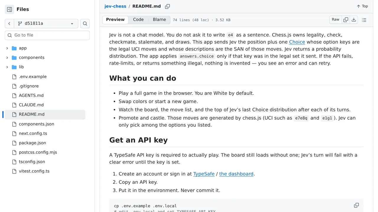 Source screenshot of Jev Chess