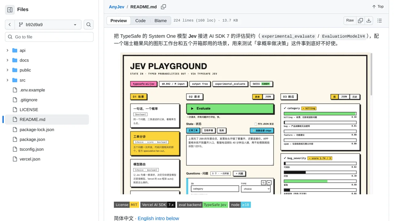 Source screenshot of AnyJev