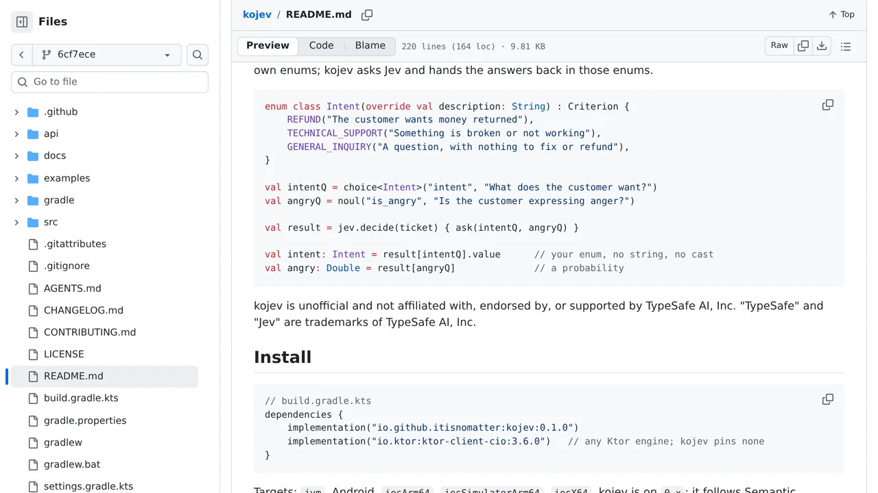 Source screenshot of kojev