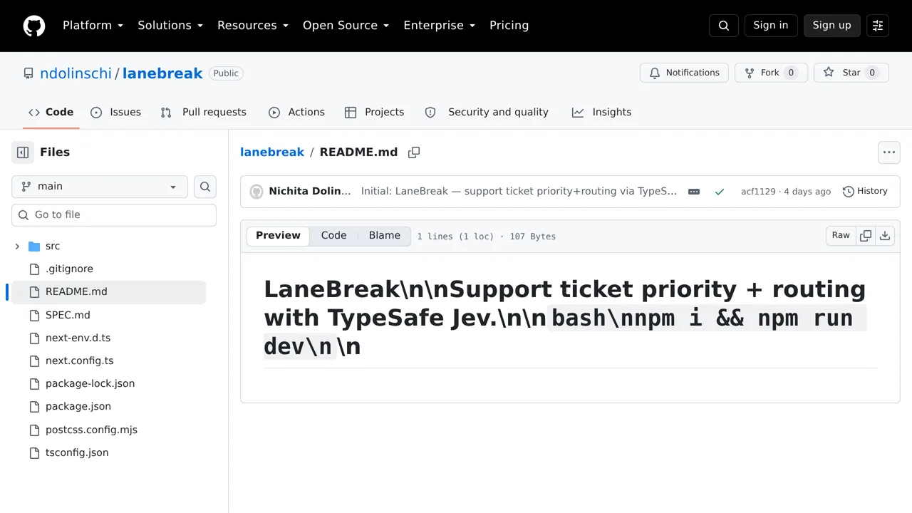 Source screenshot of lanebreak