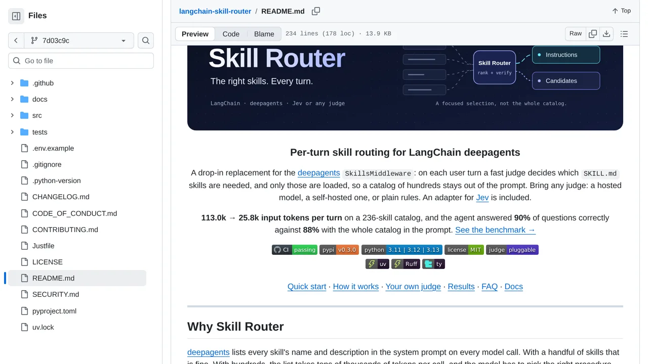 Source screenshot of langchain-skill-router