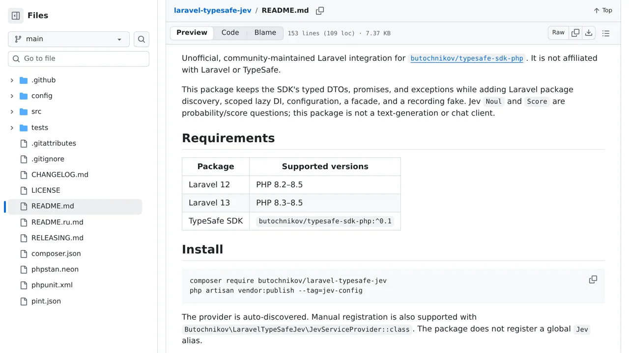 Source screenshot of laravel-typesafe-jev