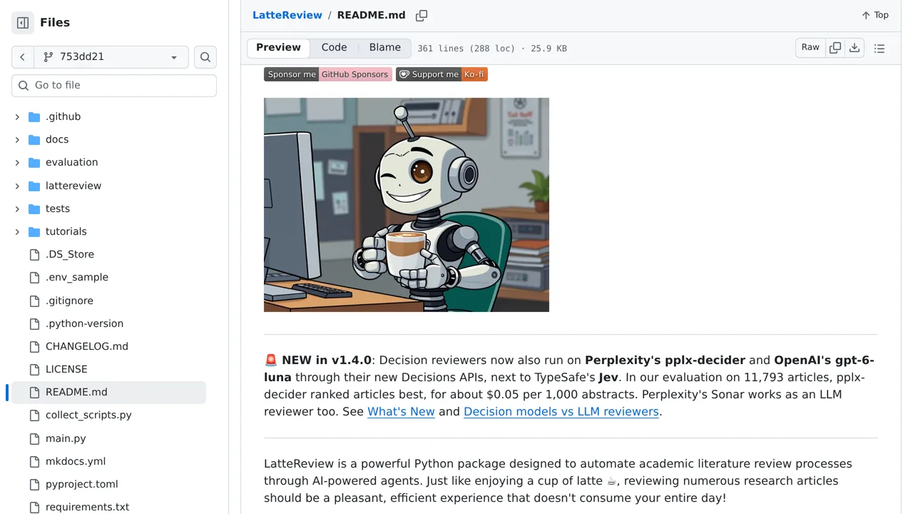 Source screenshot of LatteReview decision reviewers