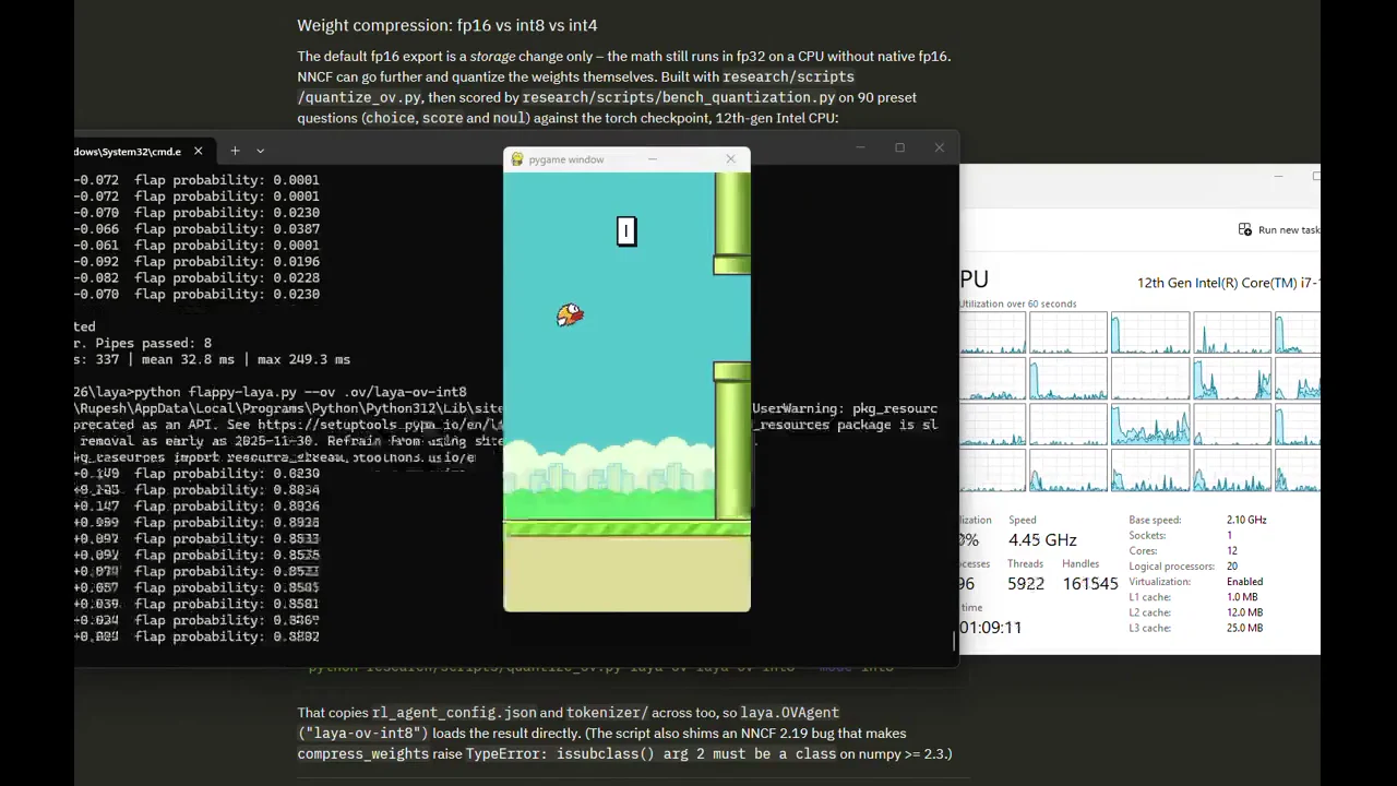 Recorded frame of Laya Plays Flappy Bird