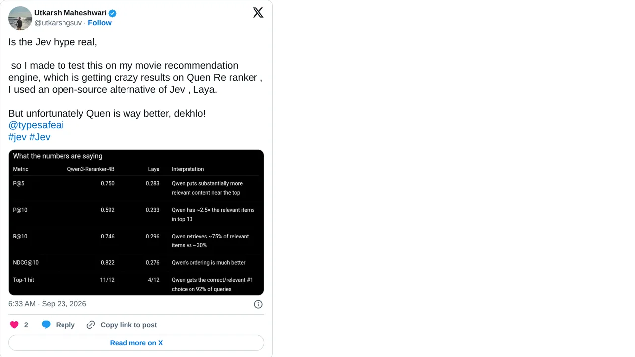 Source screenshot of Laya movie recommender test