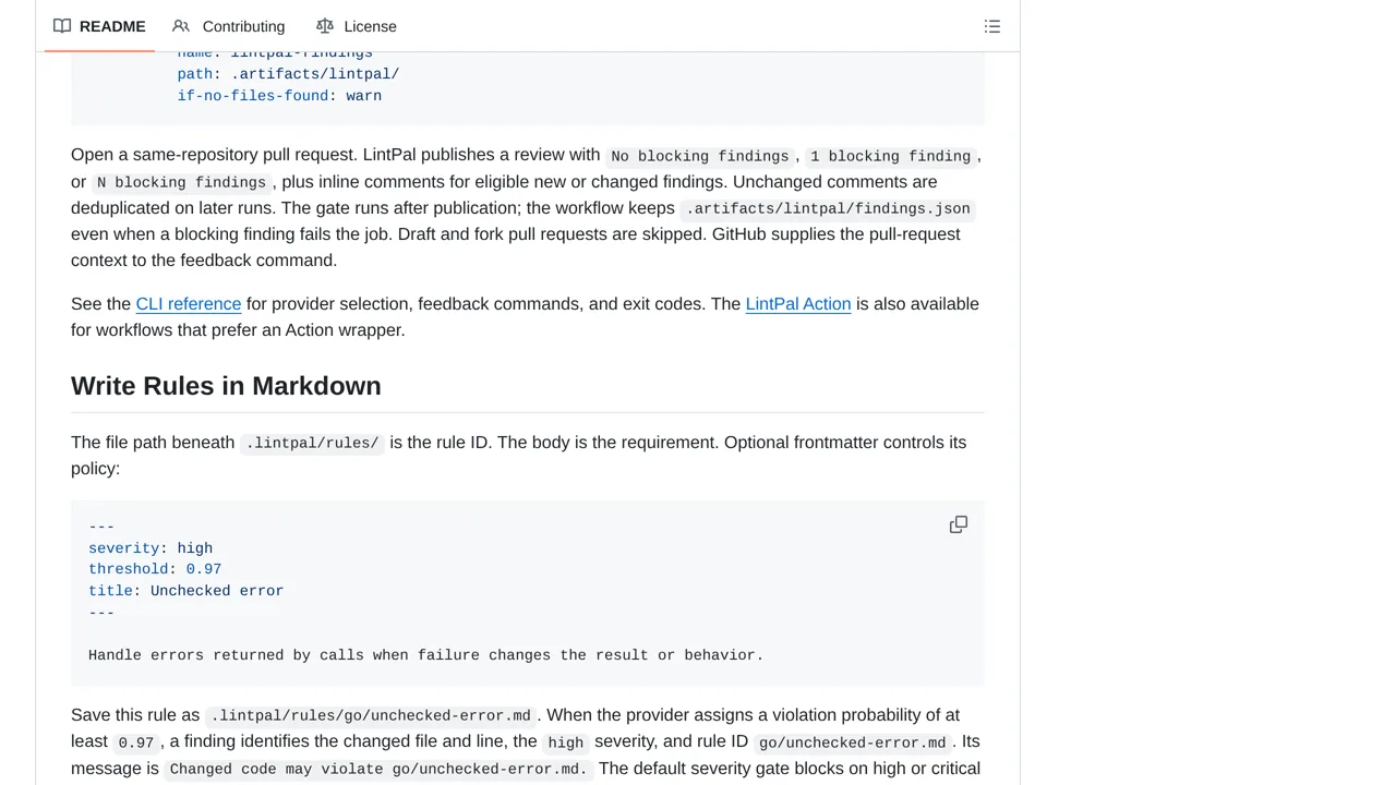Source screenshot of LintPal
