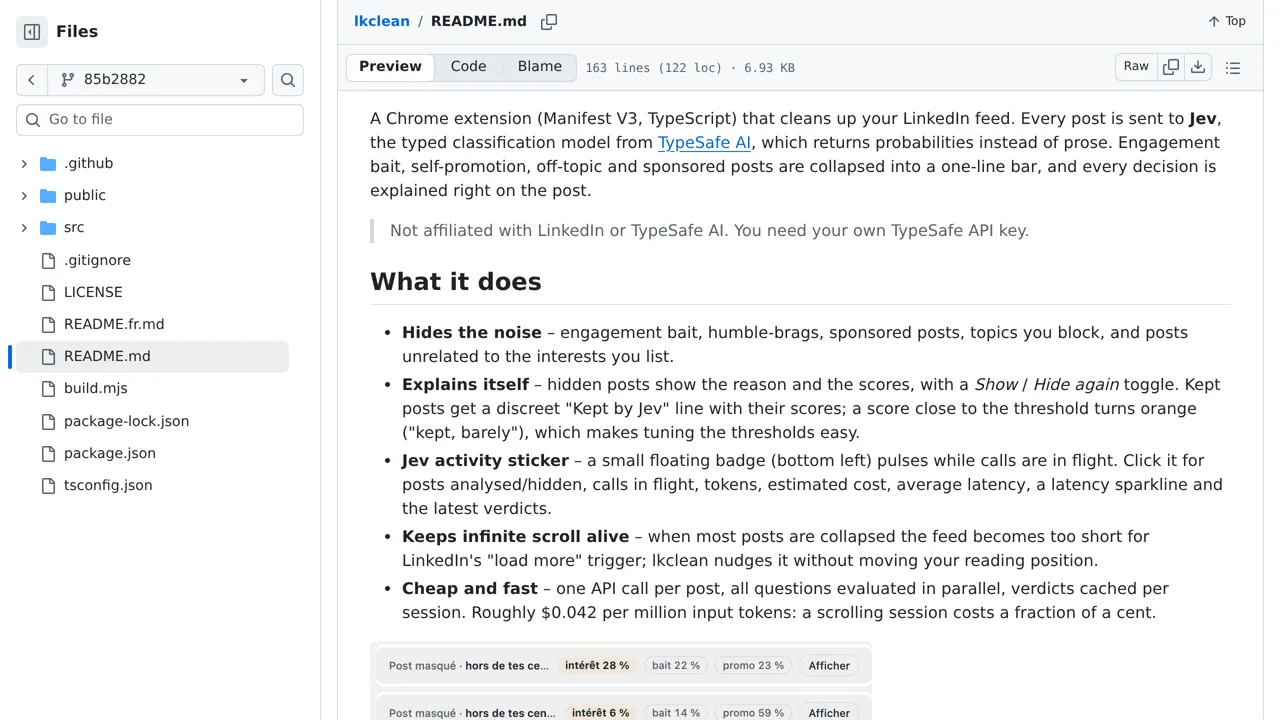 Source screenshot of lkclean