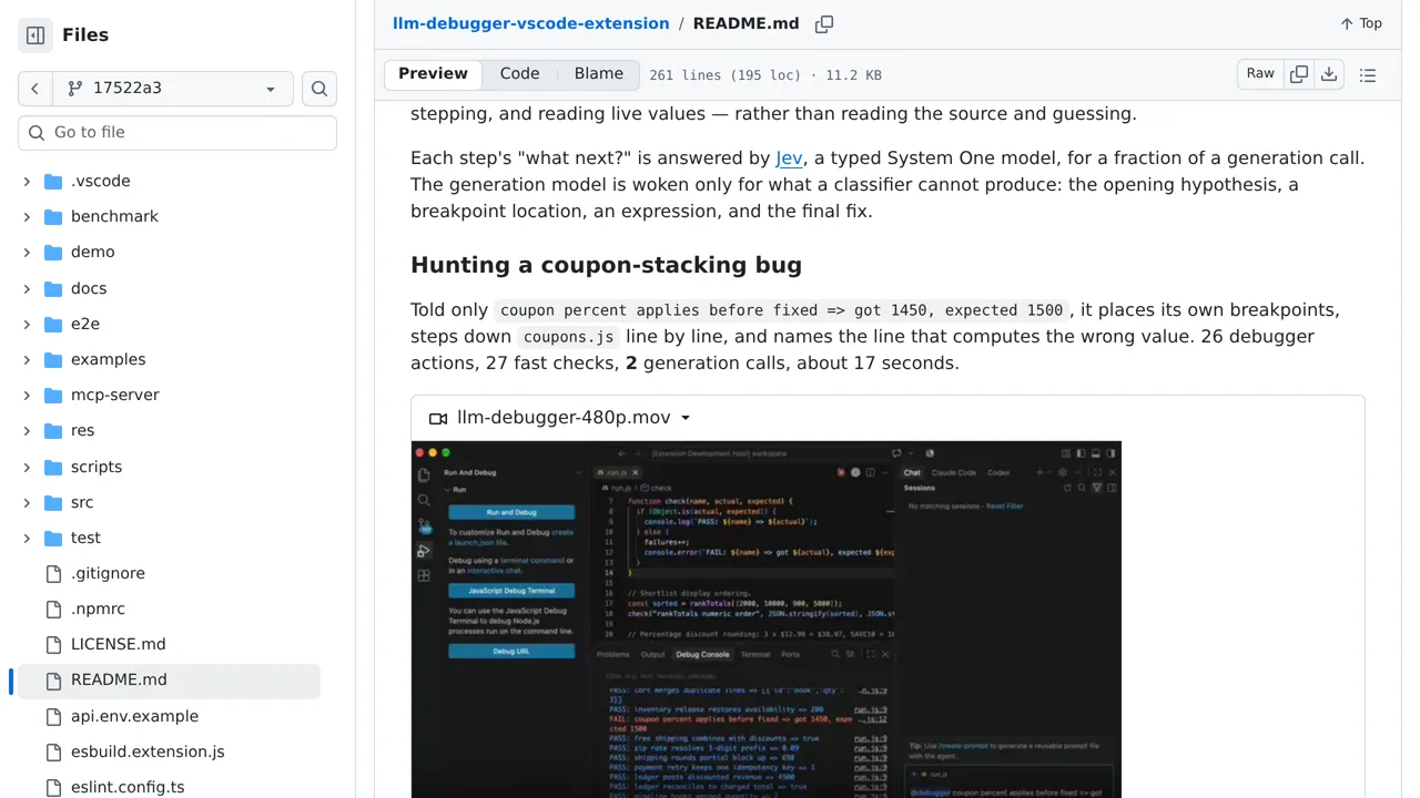 Source screenshot of LLM Debugger