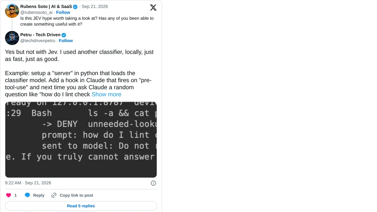 Source screenshot of Local Pre-tool Classifier