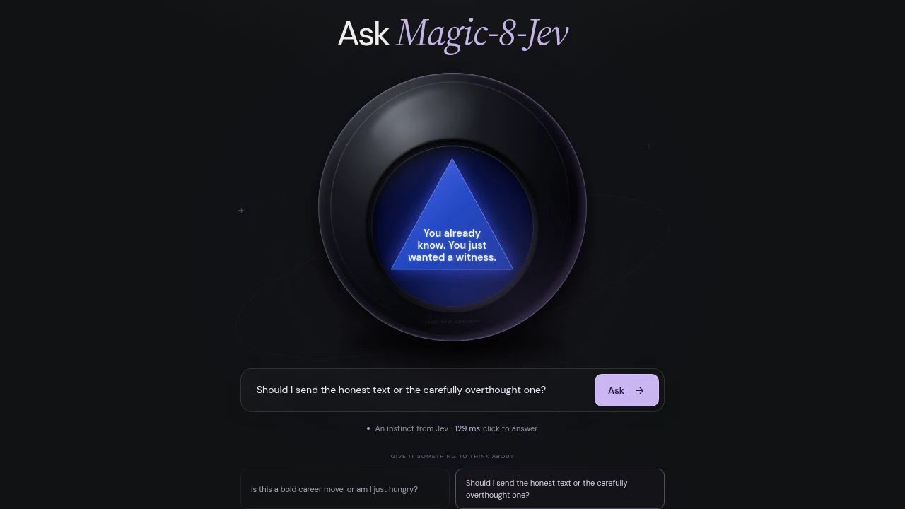 Recorded frame of Magic-8-Jev