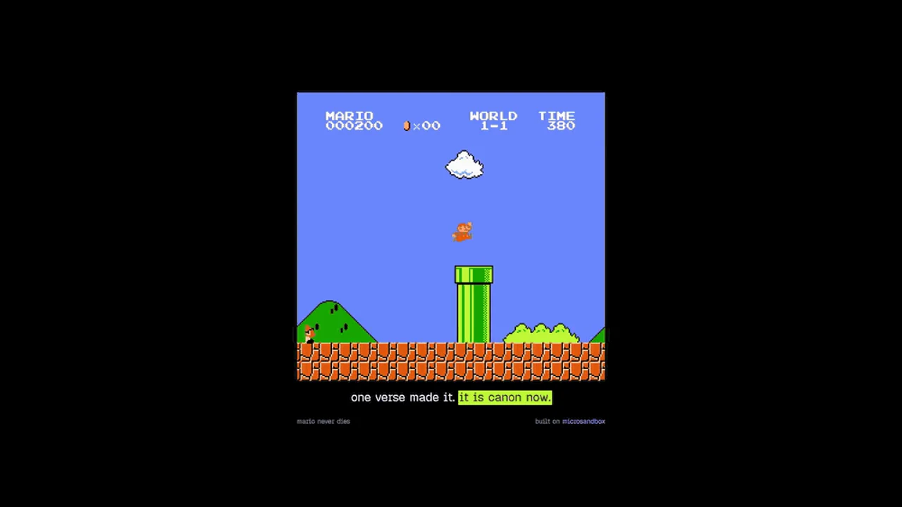 Recorded frame of Mario Never Dies