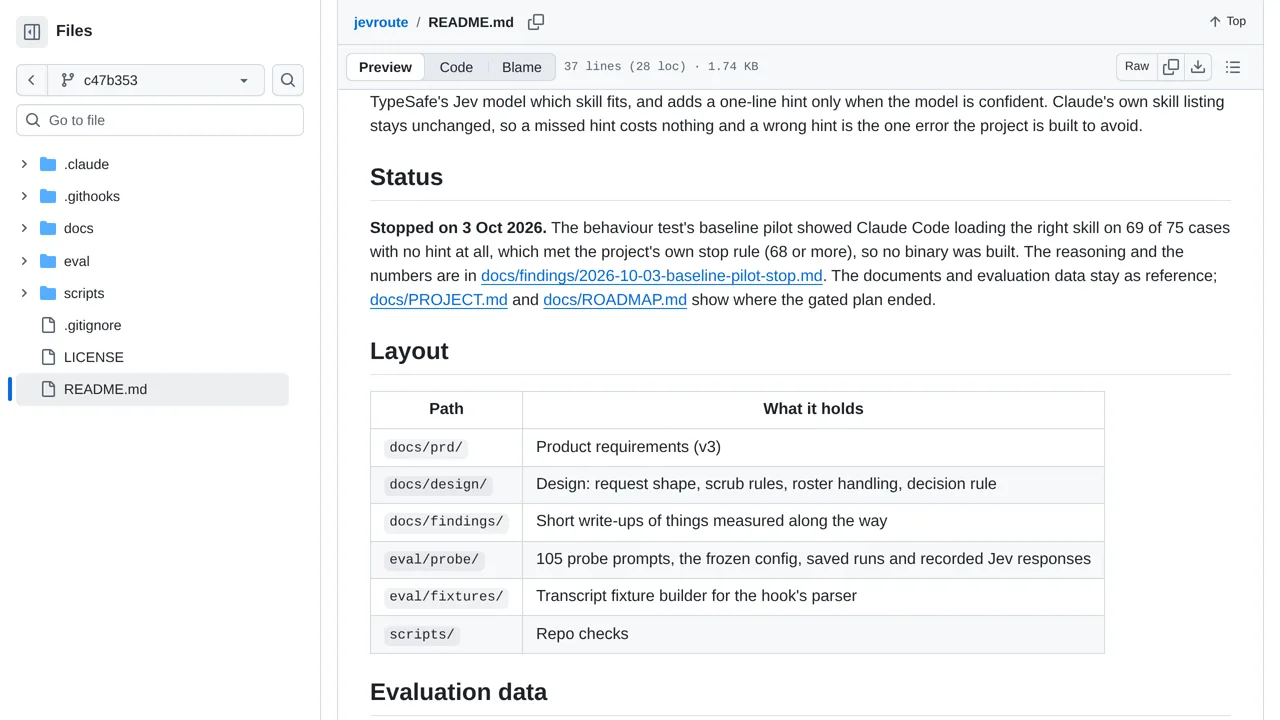Source screenshot of jevroute