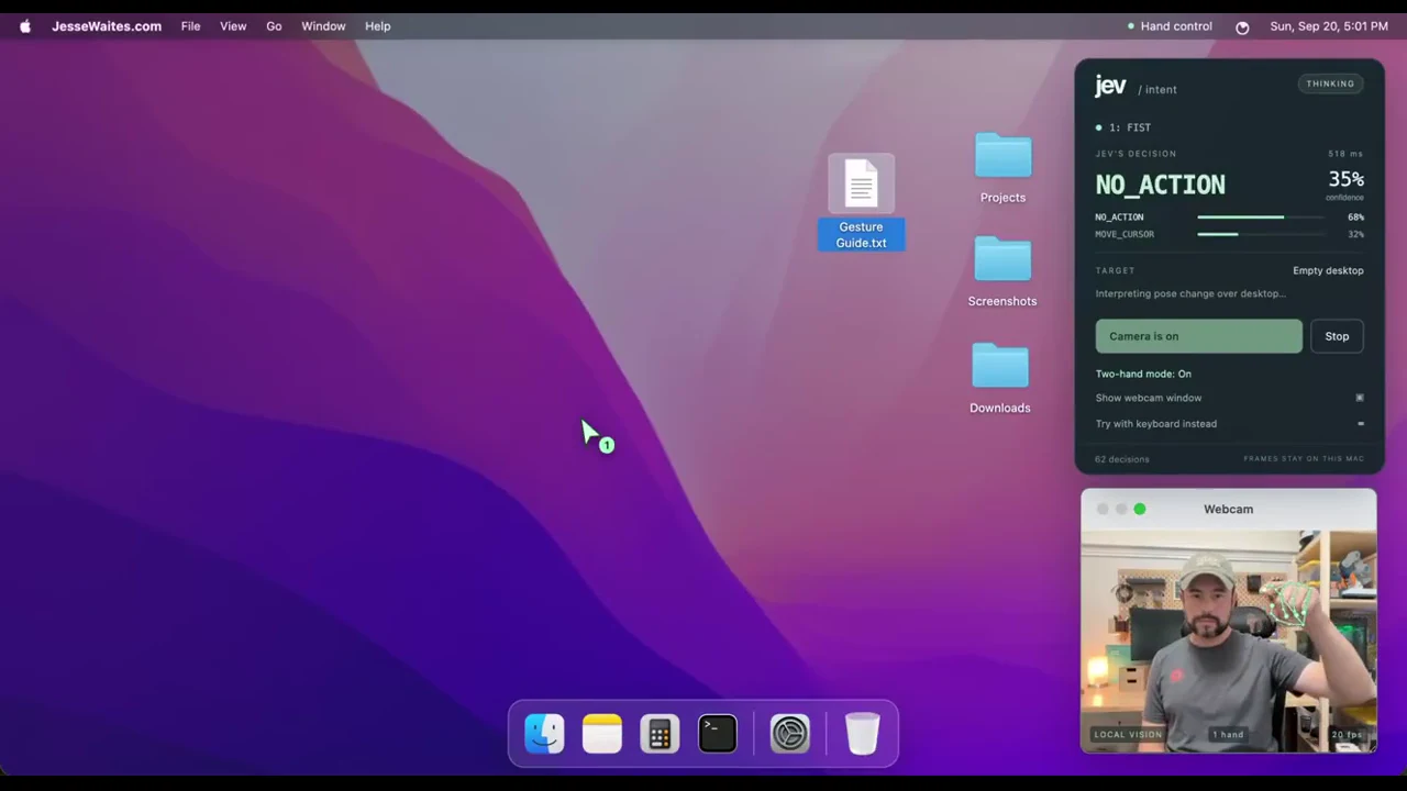 Recorded frame of Minority Report macOS Interface