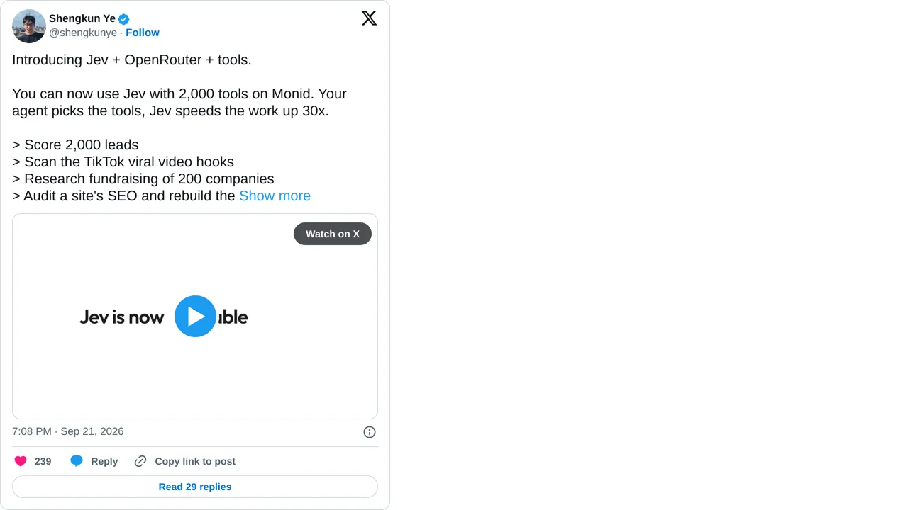 Source screenshot of Jev Tools on Monid