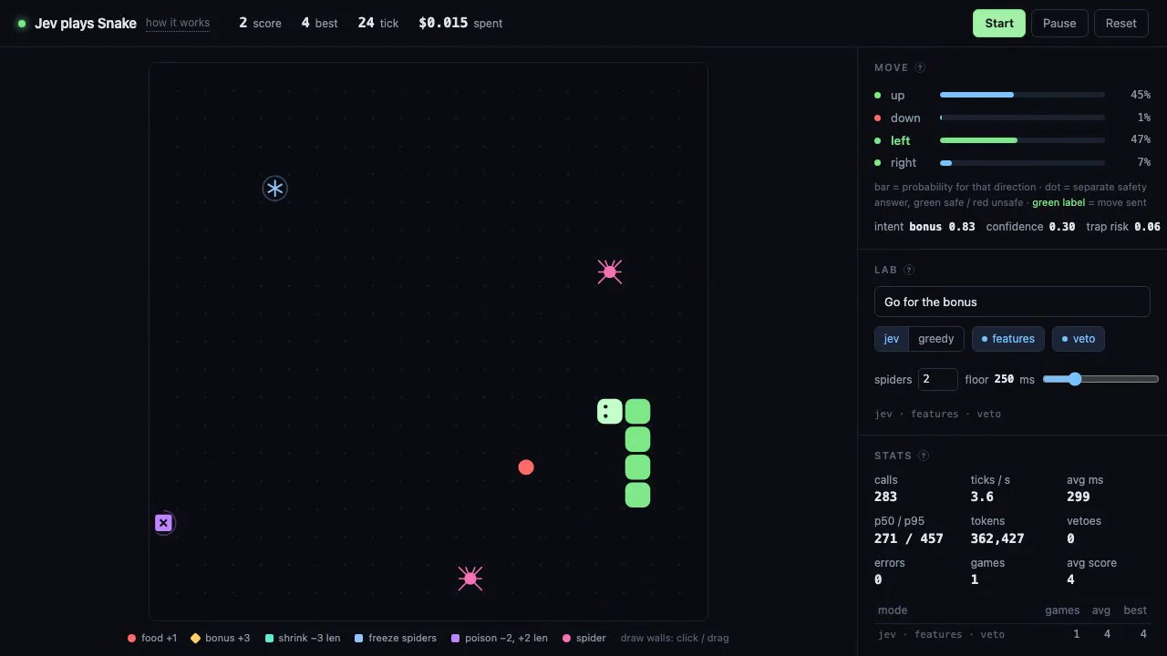 Recorded frame of Jev plays Snake — MoonTory
