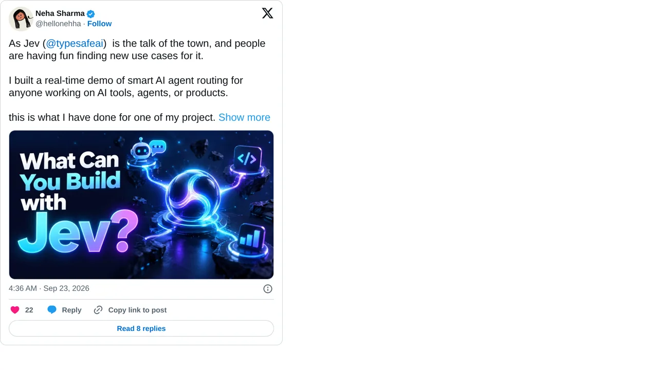 Source screenshot of Neha’s agent router