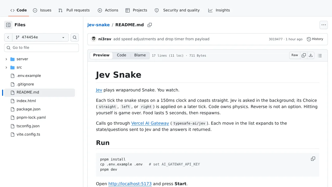 Source screenshot of Jev Snake — ni3rav