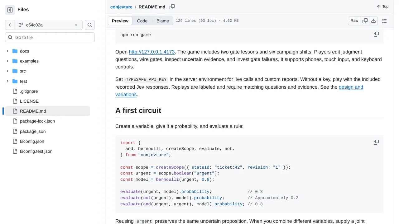 Source screenshot of Conjevture