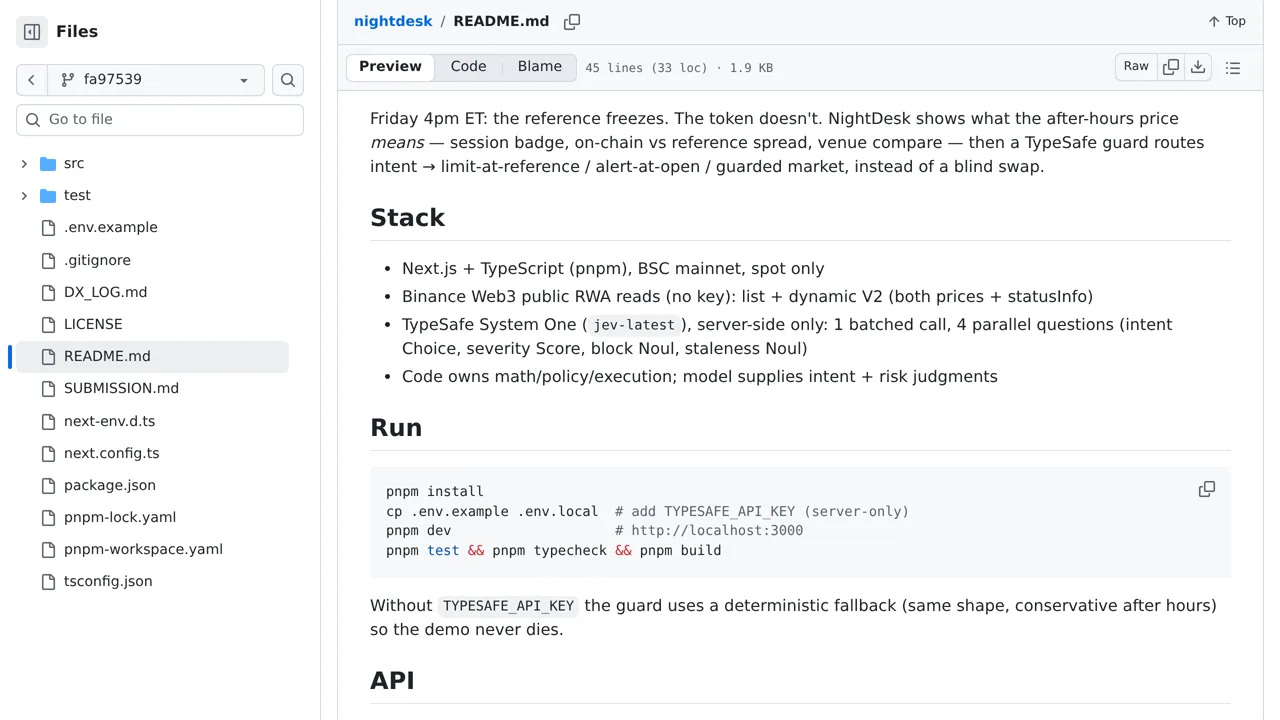 Source screenshot of NightDesk