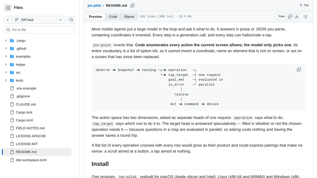 Source screenshot of jev-pilot
