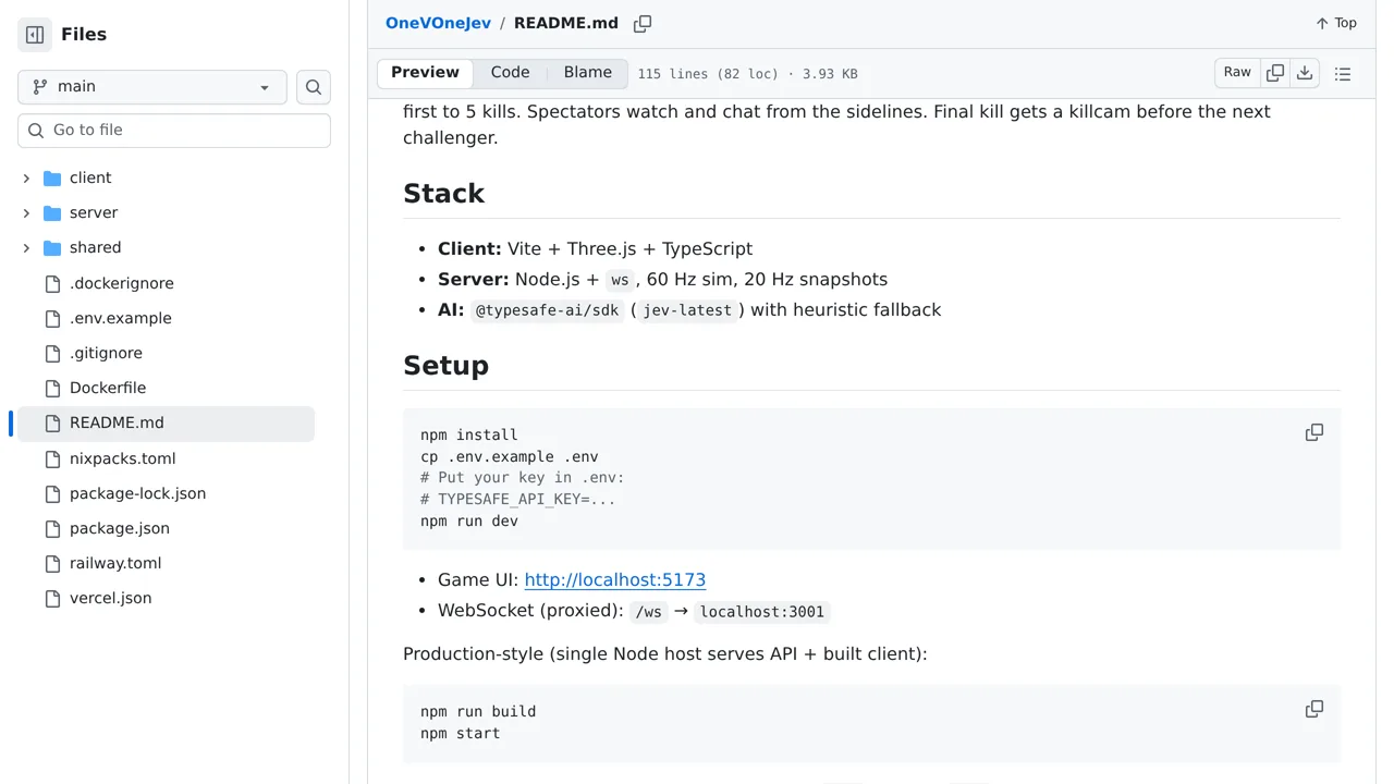 Source screenshot of OneVOneJev