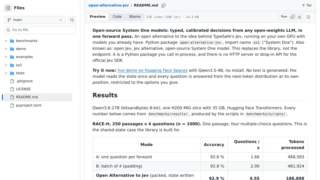 Source screenshot of open-alternative-jev