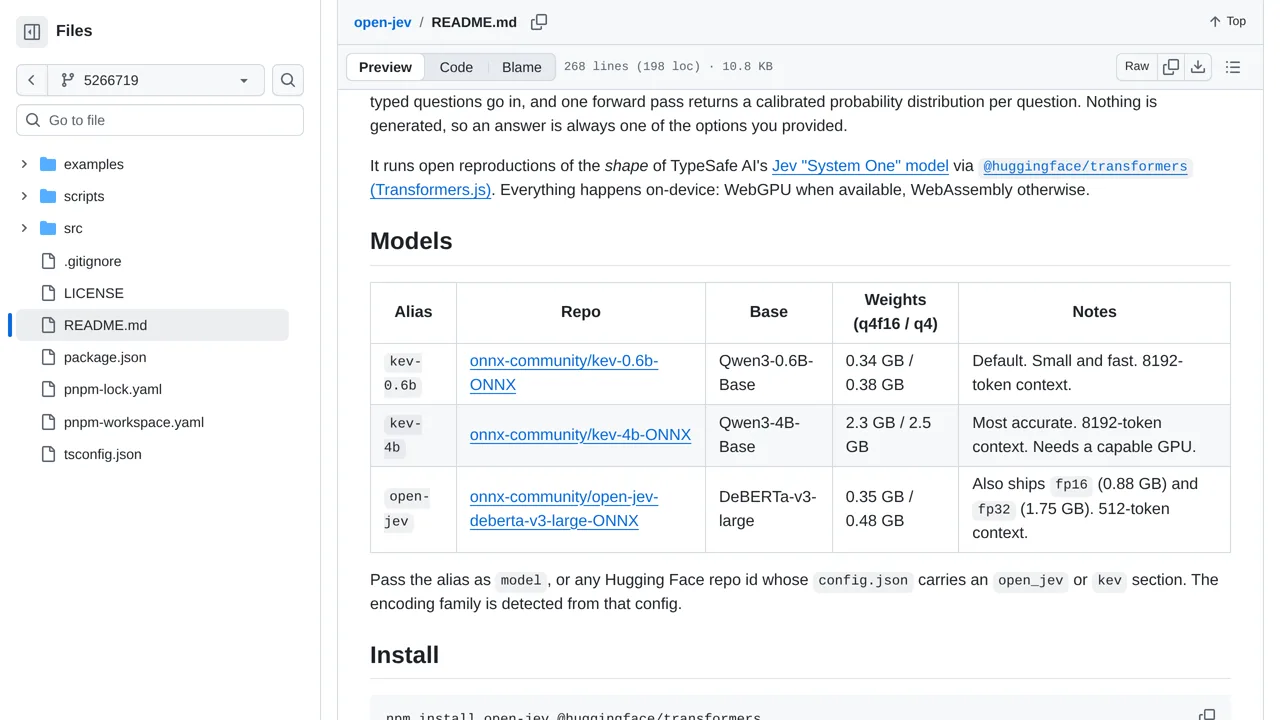 Source screenshot of open-jev