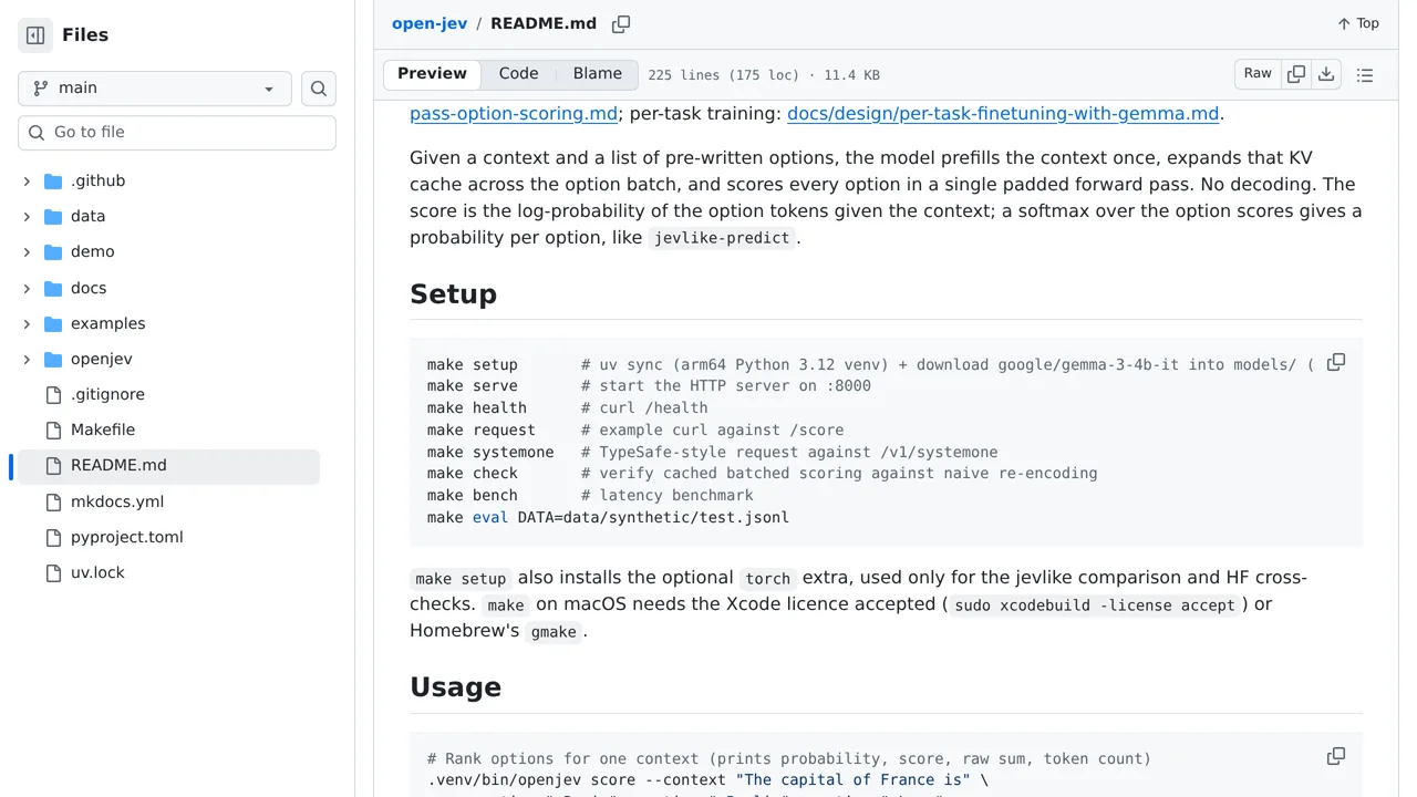 Source screenshot of open-jev (daseinlabs)