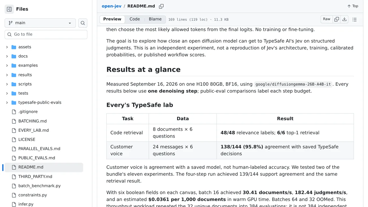 Source screenshot of open-jev (JoshuaSP)